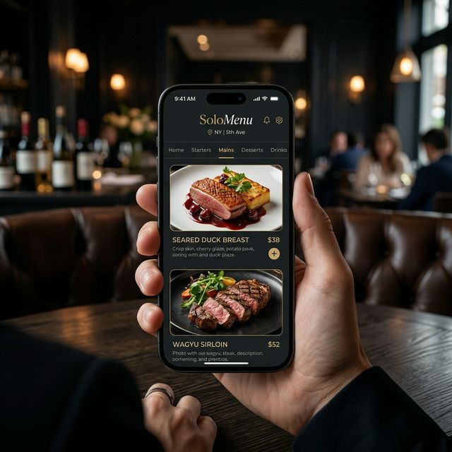 SoloMenu App Mockup